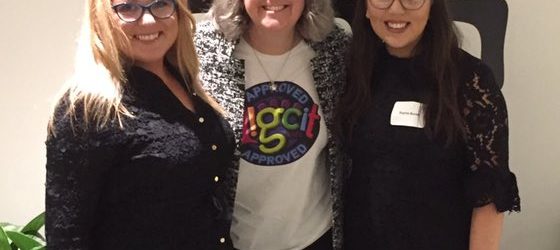 Joanne Sweeney Burke, Sophie Burke and Marialice Curran at the Digital Citizenship Summit at Twitter Headquarters in San Francisco
