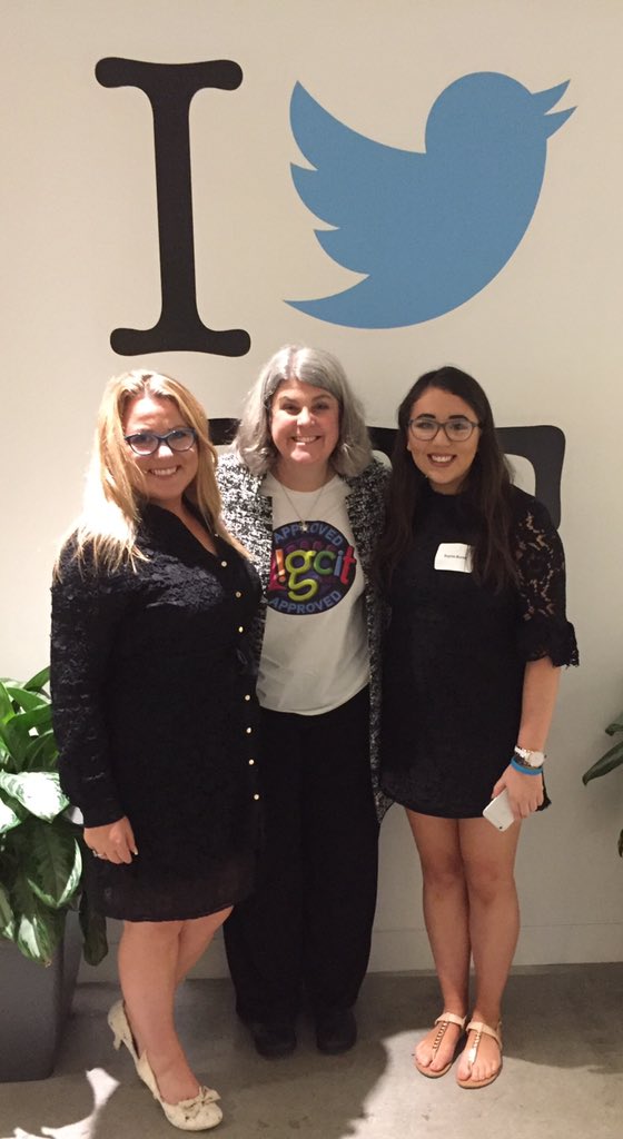 Joanne Sweeney Burke, Sophie Burke and Marialice Curran at the Digital Citizenship Summit at Twitter Headquarters in San Francisco
